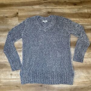 Orvis Soft Fleece V-Neck Pullover Sweater Womens Small Long Sleeve Solid‎ Gray